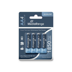 MediaRange Premium Alkaline Batteries, Mignon AA|LR6|1.5V, Pack 4
