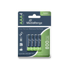 PILAS RECARGABLES AAA HR03 800MAH MEDIARANGE PACK 4 UDS