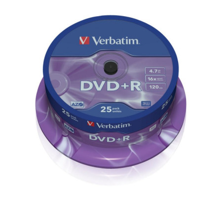 Verbatim DVD+R AZO 4.7GB 16X MATT SILVER SURFACE cake 25