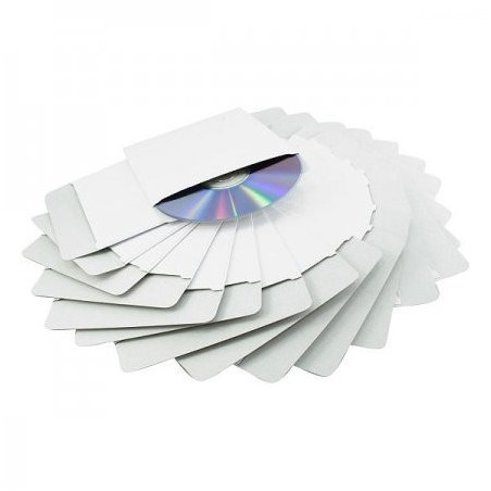 MediaRange Cardboard sleeves for 1 disc, with flap, without window, white, Pack 50